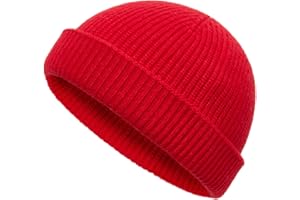 vidsel Thin Wool Fisherman Beanie Hat for Men Women Fall Winter,Short Knit Cuffed Fashion Trawler Skull Cap,Watch Cap