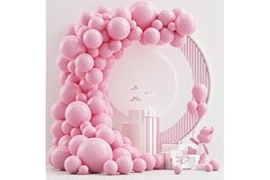 NISOCY Pastel Pink Balloons Arch Garland Kit, 102PCS 18In 12In 10In 5In Light Pink Balloons Different Sizes for Birthday Baby