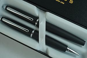 A.T. Cross Cross Matte Black Selectip Gel Ink Medium Point Calais Rollerball Pen and Ballpoint Pen Luxury gift Set