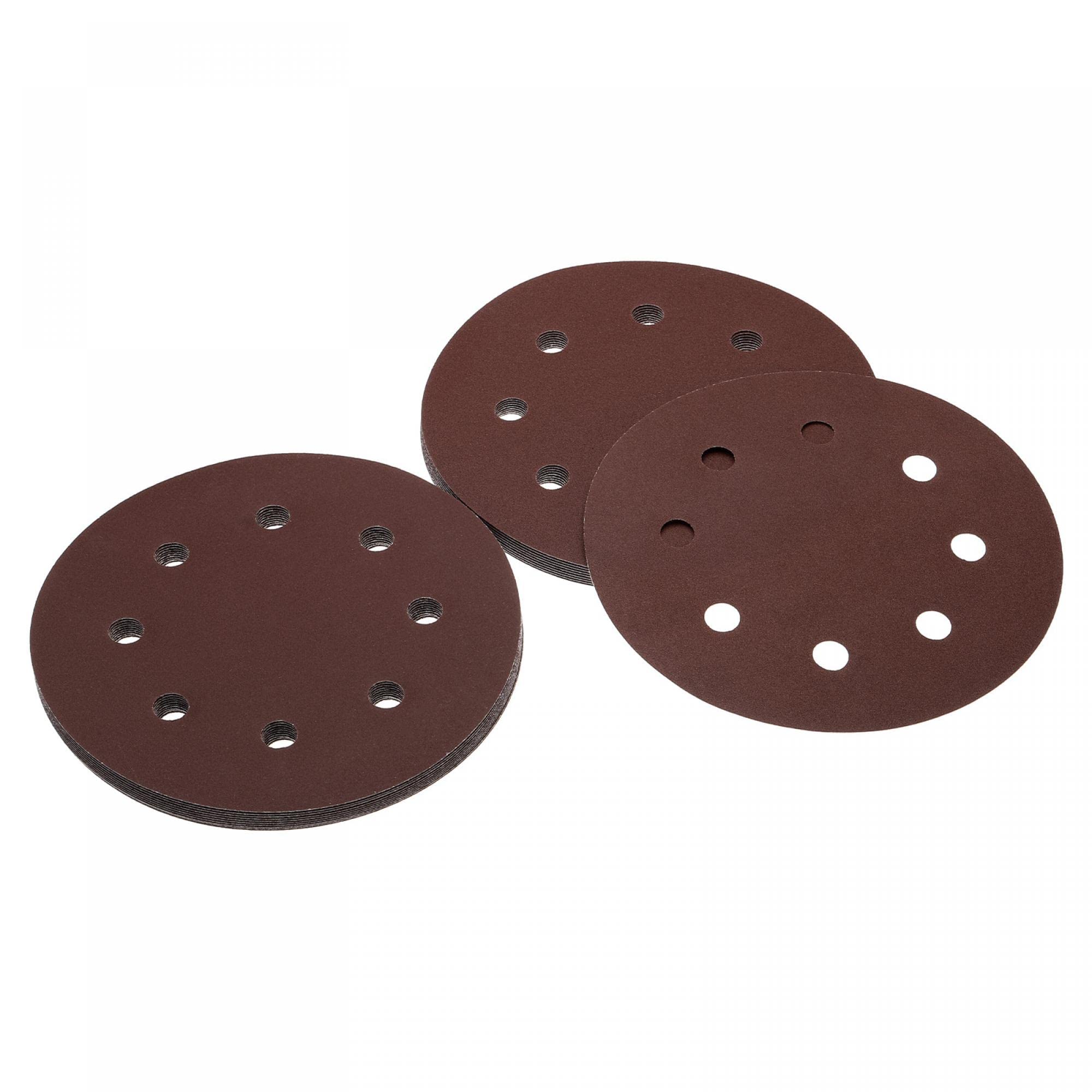 Photo 1 of uxcell 20pcs 7 Inch 8 Hole Hook and Loop Sanding Disc 150 Grit / 240 Grit Flocking Sandpaper Random Orbital Sander Papers