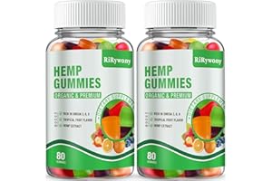 RIRYWONY HEALTH Hemp Gummies for Sleep, Pain, Anxiety (2 Packs), High Potency Edible Gummies Extra Strength Organic Hemp Oil Extract Vegan Bear Gummy - 160 Counts Candy