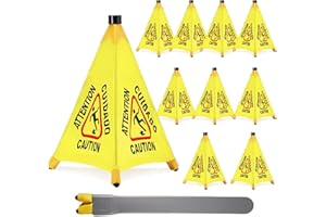 Chapou 10 Pcs Pop up Wet Floor Sign with Storage Tube 20 Inch Wet Safety Signs Commercial Caution Safety Cone Pop up Caution Sign for Commercial Stores Grocery Restaurant Restroom Office Use