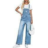 Cicy Bell Women's Denim Bib Overalls Casual Adjustable Strap Wide Leg Jean Jumpsuits Loose Fit Long Rompers with Pockets