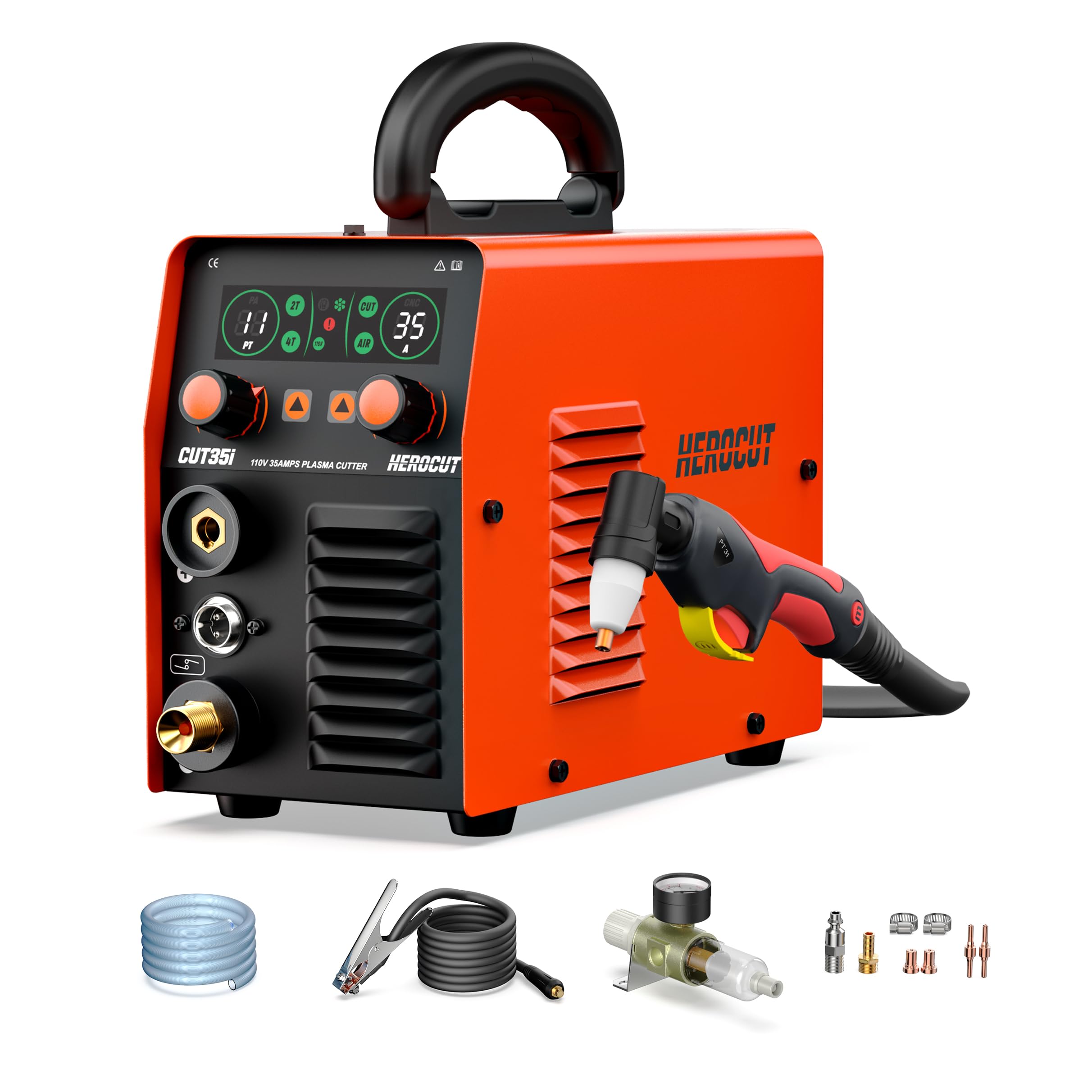Photo 1 of Herocut Plasma Cutter,35Amp Plasma Cutting Machine CUT35i, Screen Display 110V HF 50/60Hz Invert Technology Plasma Cutter, Max Cutting Thickness 10mm
