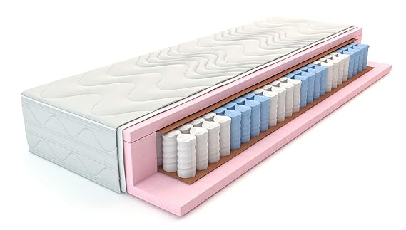 Tonnentaschenfederkernmatratze XXL 90 x 200 cm in H3 Premium-Qualität 7-Zonen Taschenfederkern-matratze, Höhe 22 cm, Aloe Ver