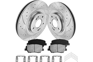 ANPULSERO FIWRILUVX Front Brake Pads and Rotors Kit Vented Compatible with Select Kia and Hyundai Models,Kia Sorento 2014-2020,Hyundai Santa Fe Sport 2013-2018,Drilled Slotted Rotors Ceramic Brake Pads 12.6 inch(320mm)