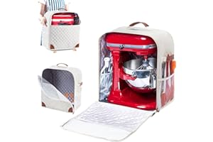 BAGSPRITE Stand Mixer Cover with Appliance Sliders Base Compatible with KitchenAid Mixer-Storage Bag for 6/7/8 Quart with Pockets for Kitchen Aid Accessories and Attachments