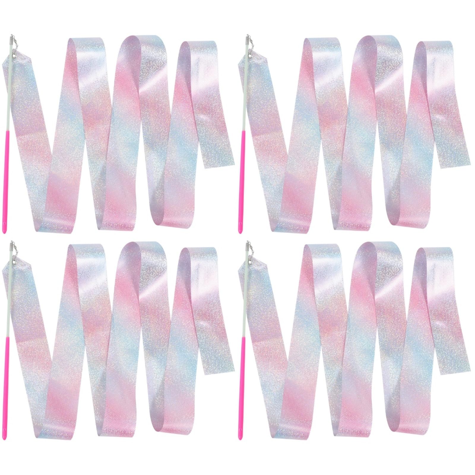 BESPORTBLE 4 Pcs Gymnastics Ribbon for Kids: Dance Ribbons Children Colorful Ribbon for Wedding Party Streamers Shining Streamer Pink Polyester