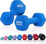 Core Balance 5kg Dumbbell Pair Hex Neoprene Coated Cast Iron Blue