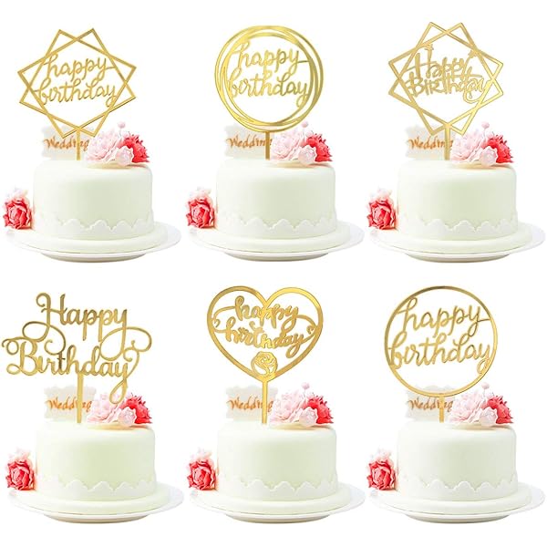 Gold Glitter Happy Birthday Cake Topper Amazon Ae A4u Home