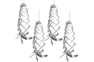 Sfcddtlg 4Pcs Bird Repellent Spiral Reflectors-15.8 Inch Hanging Reflective Bird Deterrent Device - House Garden Decorative f