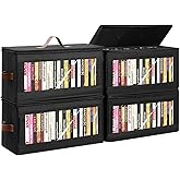 Wanapure DVD Storage Box - 4 Pack DVD Case Holder with Zip Lid, Media Storage Case for DVDs, CDs, Video Game Disks,Blu Ray Disc,DVD Organizer with Clear Window for Easy Access To Your Collection