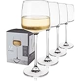 Viski Reserve Julien Crystal Chardonnay Glasses, Modern Angled Bowl White Wine Glasses, Elegant Glassware for Wedding Gifts, Anniversary, Birthday Gifts, Home Bar Essentials, 16 oz, Set of 4