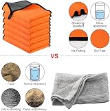URAQT Microfiber Cloths 6 Pack Car Cleaning 60x40cm Orange Grey 400gsm view 4