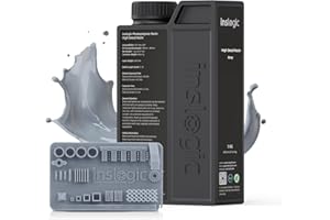 Inslogic 14K High Detail 3D Printer Resin, Smooth Matte Finish with Fine Detail for Miniatures, Low Shrinkage, No Cracking, 405nm UV-Curing Resin for LCD, DLP, SLA 3D Printing (Gray, 1kg）