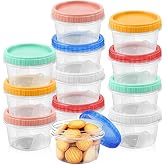 ISUSSER 12 Pack Freezer Containers with Screw On Lids, 16oz Stackable Reusable Food Storage Container, Airtight Plastic Storage Containers with Twist Top Lids for Food Sauce Jello Soup