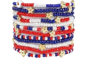Budsmile Valentine's Day Bracelets for Women St.Patrick’s Day Bracelets USA Flag Bracelet Rainbow Easter Mardi Gras Heishi Beaded Bracelets