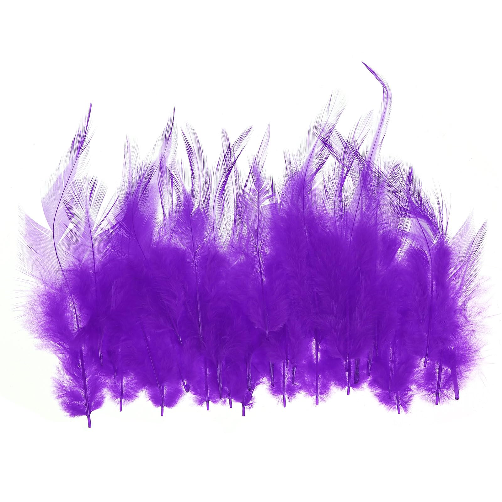 PATIKIL 3-6 Inch Saddle Hackle Rooster Feather, 100 Pcs Bulk Natural Feathers Fluffy Craft Feathers for Dream Catcher Earrings Pendant, Purple