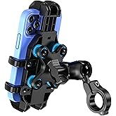 VAZESWIN Motorcycle Phone Mount with Vibration Dampener, Anti-Shake Bike Phone Holder with Aluminum Alloy Handlebar Clamp, One-Handed Operation Motorcycle Cellphone Mount Fit for 5.4"-7.2" Smartphone