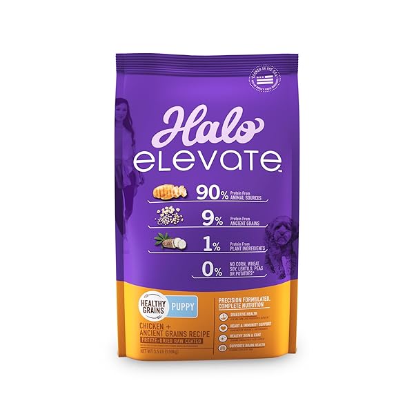 HALO ELEVATE PUPPY FOOD, CHICKEN RECIPE, HEALTHY GRAINS...