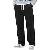 Csqopt Mens Fashion Casual Elastic Waist Drawstring Baggy Pants Loose Fit Wide Leg Straight Sweatpants