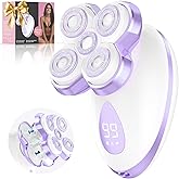 Electric Razors for Women - Upgraded Electric Shaver for Women with Magnetic Heads, Rotary Hair Remover Kit for Legs Bikini Face, Lady Trimmer for Sensitive Skin, Detachable and Waterproof, Grape