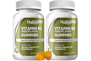 HOLLEGEND Vitamin B2 Gummies Riboflavin 400mg, B2 Vitamin Chewable Supplement for Migraine Relief, Vegan, Non GMO, Orange Flavor, 120 Count