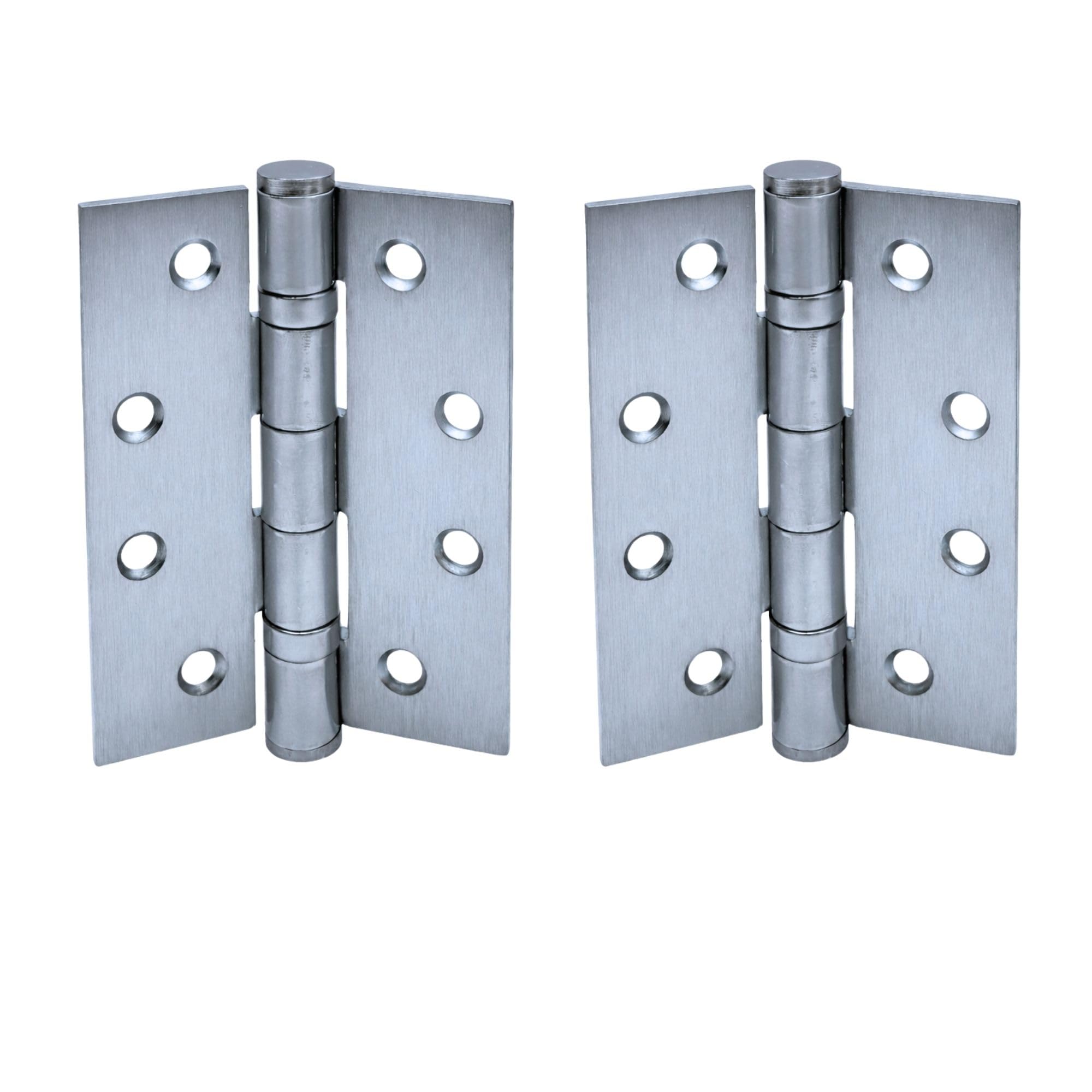 UAP 4 Inch Ball Bearing Butt Door Hinges for Internal Doors 100mm x 75mm Mild Steel Square Corner Internal 2 Pack Satin Chrome