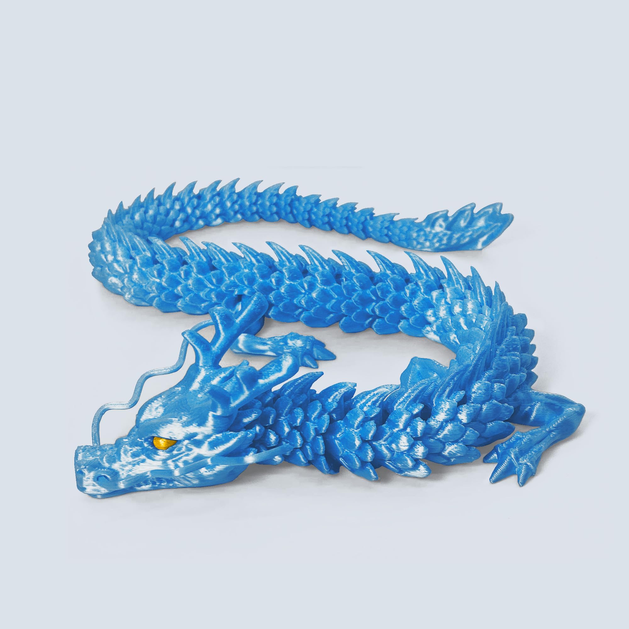 Haichrin 3D Printed Dragon Flexible Articulated Dragon Ornament Fidget Toy Aquarium Decoration Car Interior Decoration Creative Gift (Blue) — image 1