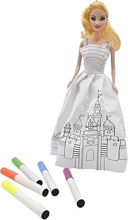 muñeca con vestido para colorear