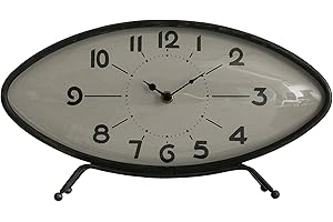 Creative Co-Op Decorative Metal Oval Mantel Clock, Black
