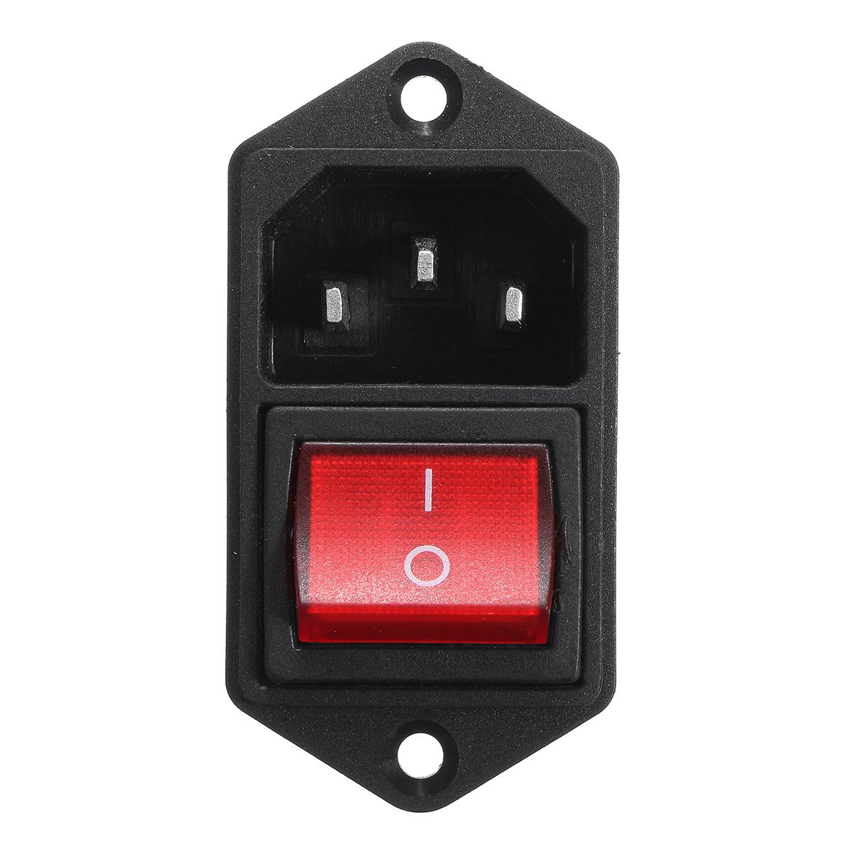 1Pcs 10A 250V 3Pin Iec320 C14 Input Module Fuse Plug with Male Switch Current-Red