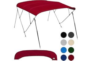 NEH 4 Bow Bimini Tops for Boats, Fadeproof, Support Poles, Storage Boot, 600D Marine Canvas, Sun Shade Boat Canopy, Universal
