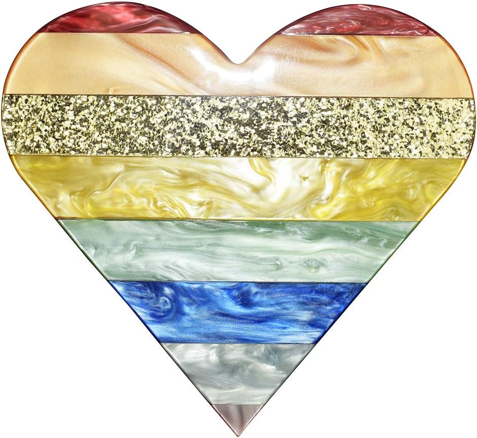 Mogor Rainbow Acrylic Heart Shape Evening Bags Purses Clutch Vintage Banquet Handbag
