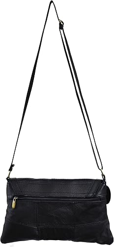 Black leather over the shoulder bag Clearance