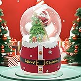Christmas Snow Globe Lantern Musical, Snow Globes Christmas with Music, Glitter Snowflakes icicles Lighted Santa Claus Decorative Lantern, Xmas Decor Gift for Adult Girls Women