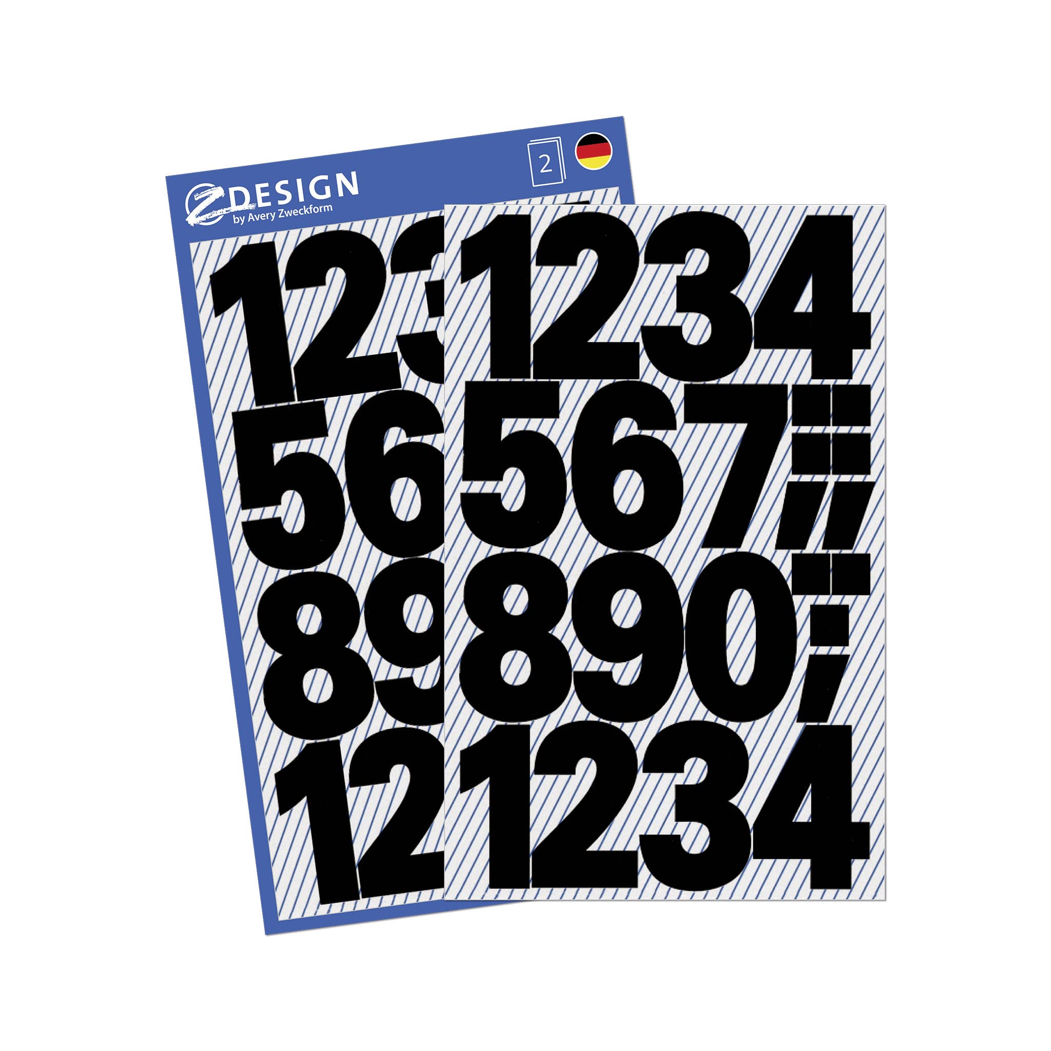 Avery Zweckform Numbers Lettering Univers Bold 71pt Black Polyester Self-Adhesive 2 Sheets 28Etik.