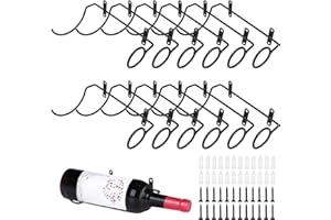 Yimerlen 12 Pcs Spiral Wine Wall Holder, Wall Mounted Wine Rack, Metal Wine Bottle Display Holder for Wine Storage Wall Wine Theme Decor, Black (to The Right Style)