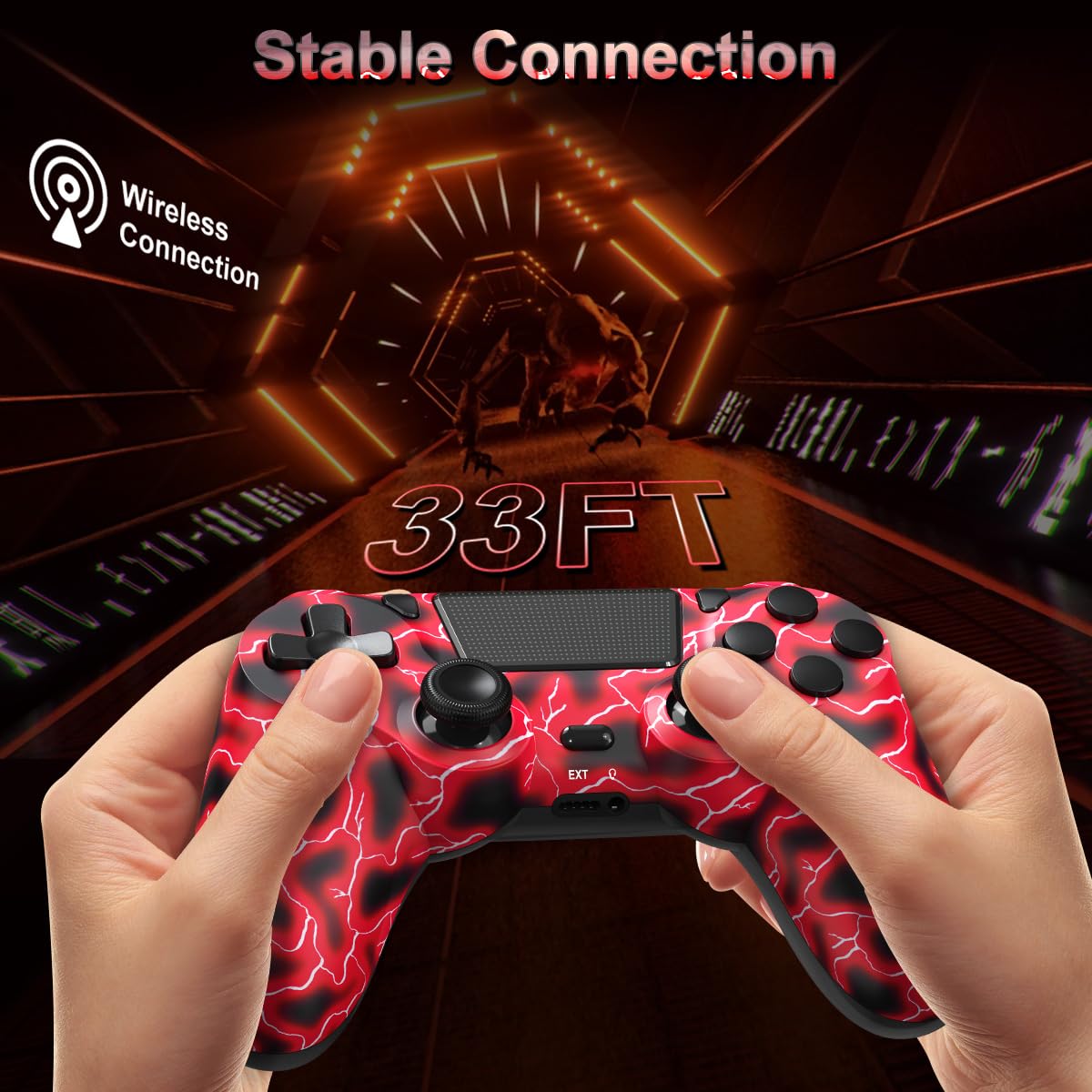 SHINXIN Wireless Controller Compatible with PS4, with Dual Vibration/ 6-Axis Motion Sensor/Speaker/Audio Jack/Touch Pad/Share Button