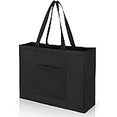 Lily queen Reusable Grocery Shopping Bags Black Tote Bags with Heavy Duty
