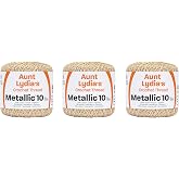 Aunt Lydia Metallic Natural/Gold Yarn - 3 Pack of 100y/91m - Mixed Materials - 10-100 Yards - Knitting/Crochet
