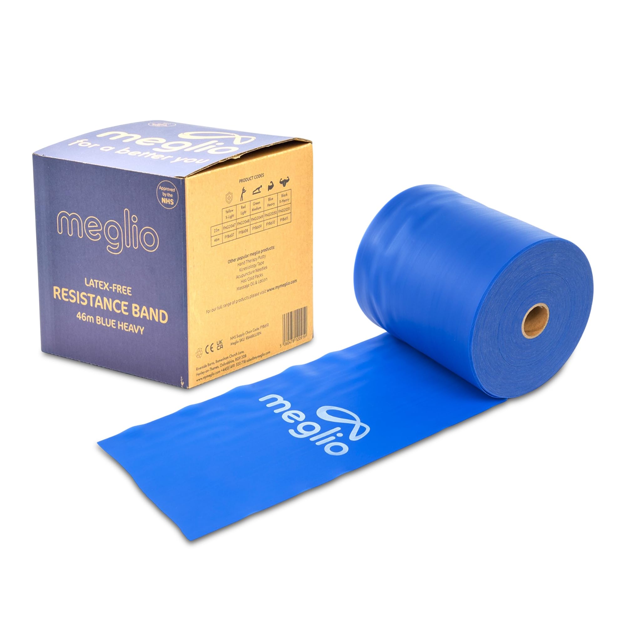 Meglio Resistance Bands Roll - Latex Free Exercise Bands for Building Strength, Pilates Band for Fitness, Flexibility, Physiotherapy, Stretching & Yoga Bands | (46 Meter)