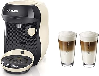 Bosch TASSIMO Happy + 20 EUR Gutscheine* + WMF Latte Macchiato Gläser Set Kaffeemaschine Kapselmaschine