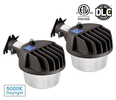 Dusk-to-dawn LED Outdoor Barn Light (Photocell Included), 50W (400W Equiv.), 6000 lm Ultra-bright Area Light, 5000K Daylight, DLC & ETL-listed Yard Floodlight, Wet Location, 5-year Warranty,pack of 2 50 Watt LED Dusk to Dawn Barn Light Utopia Lighting Ldd50 Led50 Unv Tl