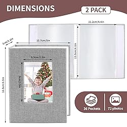 vivinin 2 Pack Photo Album 4x6, Linen Cover Photo