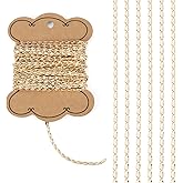 Pandahall 16.4 Feet 14K Gold Plated Brass Lip Chains 2.5x2x0.5mm Small Dapped Link Necklace Chains Unwelded Gold Finish for Permanent Jewelry Making, Includes Card Paper