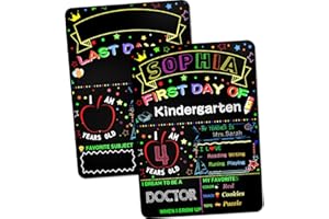 MULTIWINS First and Last Day of School Board, 14" X 11" Double-Sided Last Day of School, Reusable First Day of School Board, Back to School Supplies of Preschool, Pre-K, Kindergarten, and 1st-12th Grades