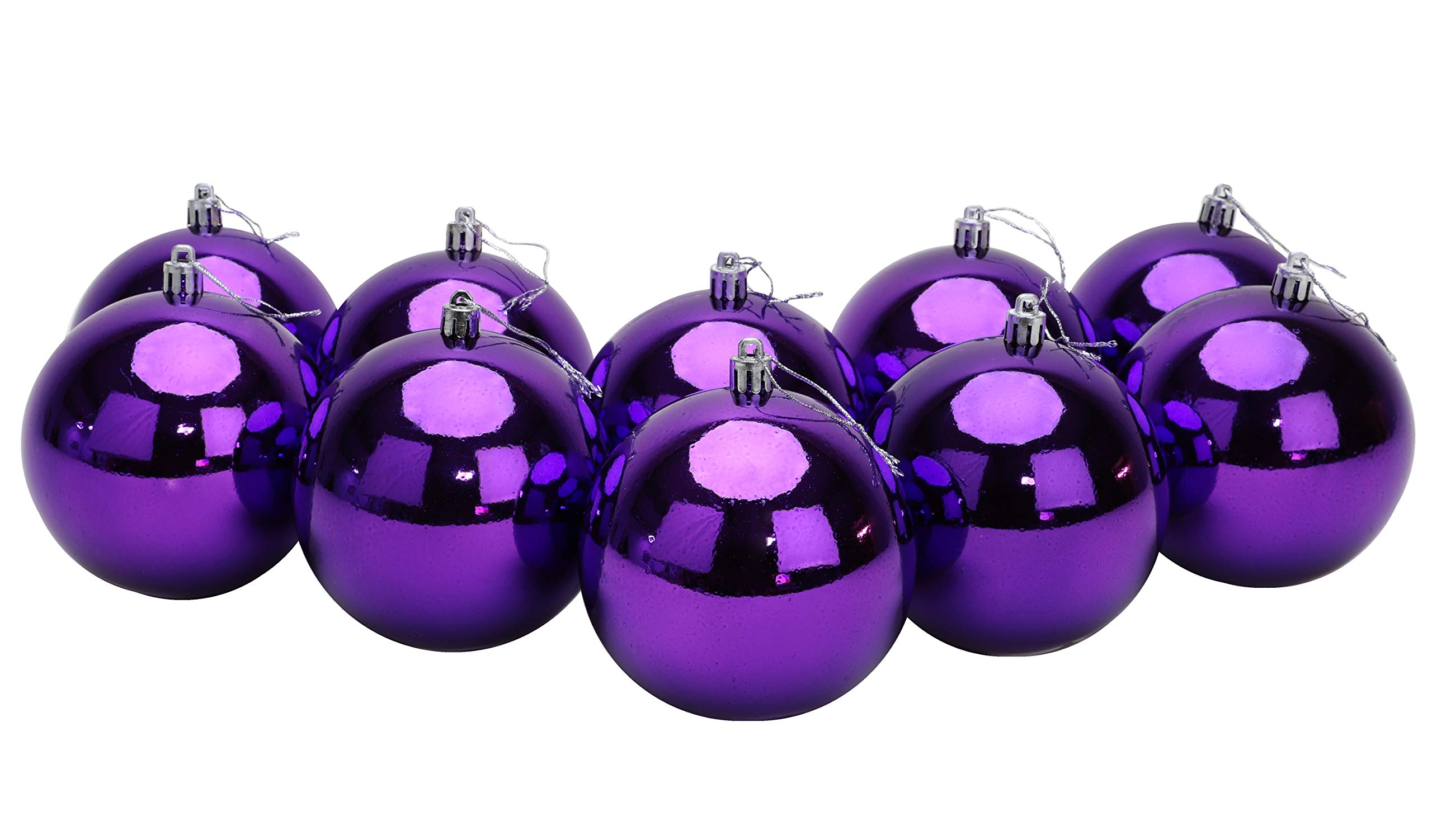 Toyland 10 x Extra Large 100mm Christmas Baubles - Christmas Tree Decorations (Purple)