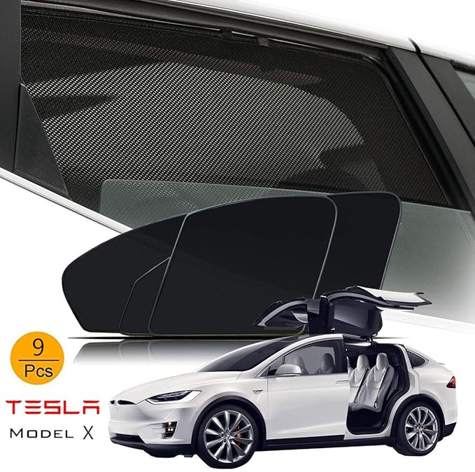 Full 9pcs Window and Roof Sun Shades for Tesla Model X, Anti Glare UV