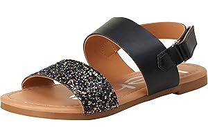 bebe Girls’ Sandals – Kids’ 2 Strap Open Toe Sandals – Cute Glittery Sandals – Summer Shoes for Toddlers and Girls